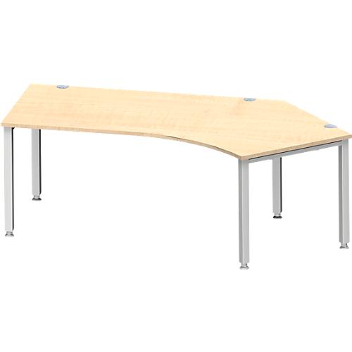 Schäfer Shop Genius Winkelschreibtisch MODENA FLEX 135°, Ansatz rechts, 4-Fuß-Quadratrohr, B 2165 mm, ahorn/weiß