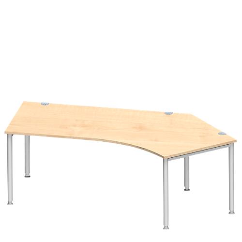 Schäfer Shop Genius Winkelschreibtisch MODENA FLEX 135°, Ansatz rechts, Ahorn/weißaluminium