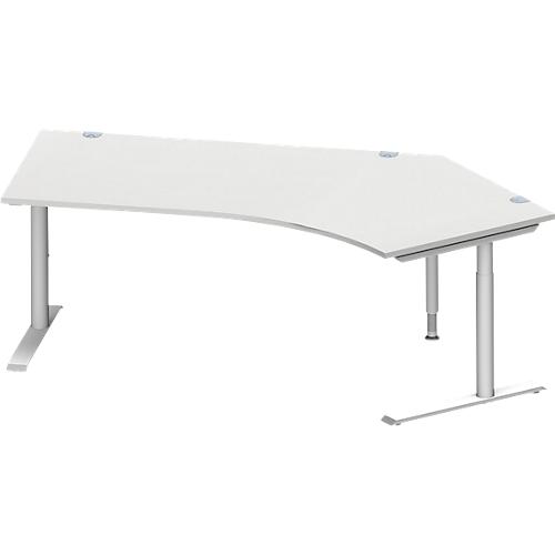 Schäfer Shop Genius Winkelschreibtisch MODENA FLEX 135°, Ansatz rechts, C-Fuß-Rundrohr, B 2165 mm, lichtgrau