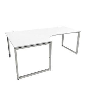 Schäfer Shop Genius Winkelschreibtisch MODENA FLEX, 90°, Bügelfuß, Ansatz links, B 2000 mm, weiß
