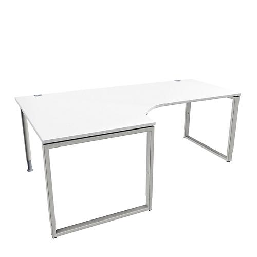 Schäfer Shop Genius Winkelschreibtisch MODENA FLEX, 90°, Bügelfuß, Ansatz links, B 2000 mm, weiß