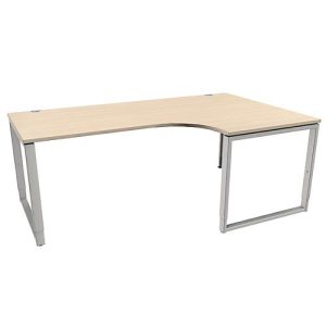 Schäfer Shop Genius Winkelschreibtisch MODENA FLEX, 90°, Bügelfuß, Ansatz rechts, B 2000 mm, Ahorn-Dekor