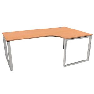Schäfer Shop Genius Winkelschreibtisch MODENA FLEX, 90°, Bügelfuß, Ansatz rechts, B 2000 mm, Buche-Dekor