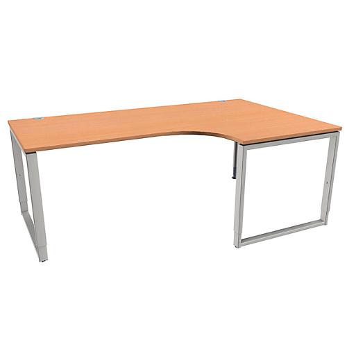 Schäfer Shop Genius Winkelschreibtisch MODENA FLEX, 90°, Bügelfuß, Ansatz rechts, B 2000 mm, Buche-Dekor