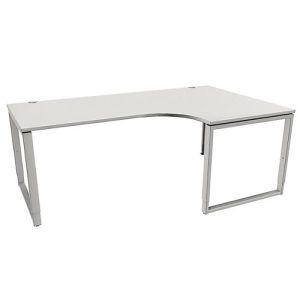 Schäfer Shop Genius Winkelschreibtisch MODENA FLEX, 90°, Bügelfuß, Ansatz rechts, B 2000 mm, lichtgrau
