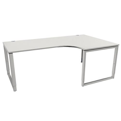 Schäfer Shop Genius Winkelschreibtisch MODENA FLEX, 90°, Bügelfuß, Ansatz rechts, B 2000 mm, lichtgrau