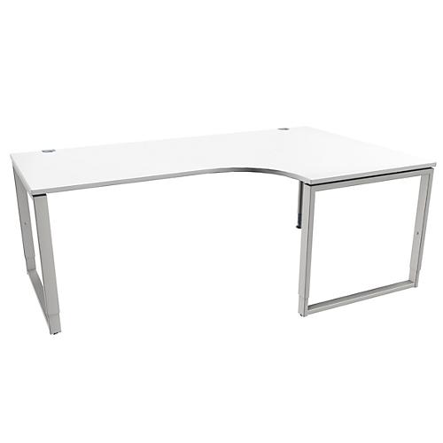 Schäfer Shop Genius Winkelschreibtisch MODENA FLEX, 90°, Bügelfuß, Ansatz rechts, B 2000 mm, weiß