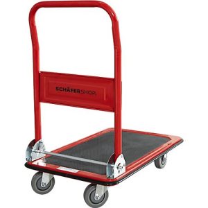 Schäfer Shop Pure Plattformwagen, klappbarer Schiebebügel, Antirutsch-Belag, Lenk- & Bockrollen, bis 150 kg, L 725 x B 475 x H 835 mm, rot-schwarz Schäfer Shop Pure Plattformwagen, klappbarer Schiebebügel, Antirutsch-Belag, Lenk- & Bockrollen, bis 150 kg, L 725 x B 475 x H 835 mm, rot-schwarz