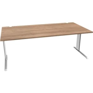 Schäfer Shop Pure Schreibtisch PLANOVA BASIC, Rechteck, C-Fuß, B 2000 x T 1000 x H 717 mm, Kirsche Romana/weiß + Kabelkanal