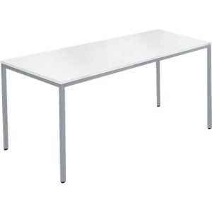 Schäfer Shop Pure Stahlrohrtisch, Rechteck, Quadratrohrfuß, B 1400 x T 700 x H 720 mm, weiß/weißaluminium Schäfer Shop Pure Stahlrohrtisch, Rechteck, Quadratrohrfuß, B 1400 x T 700 x H 720 mm, weiß/weißaluminium