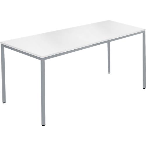 Schäfer Shop Pure Stahlrohrtisch, Rechteck, Quadratrohrfuß, B 1400 x T 700 x H 720 mm, weiß/weißaluminium