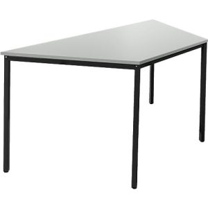 Schäfer Shop Pure Stahlrohrtisch, Trapez, Quadratrohrfuß, B 1600 x T 800 x H 720 mm, lichtgrau/schwarz