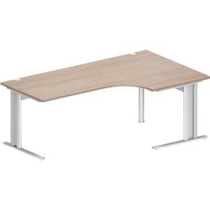 Schäfer Shop Pure Winkelschreibtisch PLANOVA BASIC, 90° Winkel rechts, C-Fuß, B 2000 x T 1200/800 x H 717 mm, Eiche/weiß + Kabelkanal Schäfer Shop Pure Winkelschreibtisch PLANOVA BASIC, 90° Winkel rechts, C-Fuß, B 2000 x T 1200/800 x H 717 mm, Eiche/weiß + Kabelkanal
