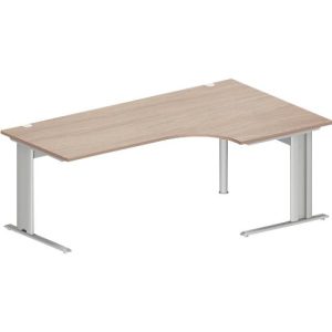 Schäfer Shop Pure Winkelschreibtisch PLANOVA BASIC, 90° Winkel rechts, C-Fuß, B 2000 x T 1200/800 x H 717 mm, Eiche/weißalu + Kabelkanal Schäfer Shop Pure Winkelschreibtisch PLANOVA BASIC, 90° Winkel rechts, C-Fuß, B 2000 x T 1200/800 x H 717 mm, Eiche/weißalu + Kabelkanal