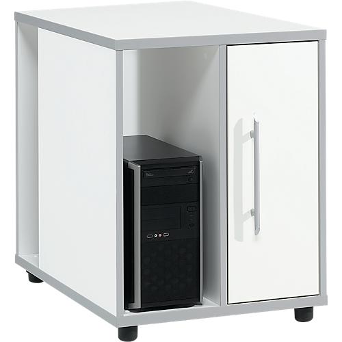 Schäfer Shop Select Anstellcontainer Moxxo IQ, PC-Towerfach, 1 Tür, 2 seitliche Fächer, B 551 x T 800 x H 720 mm, weiß