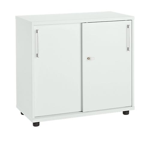 Schäfer Shop Select Anstellschiebetürenschrank, aus Holz, 2 Fachböden, B 800 mm x T 421 x H 750 mm, lichtgrau