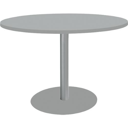 Schäfer Shop Select Besprechungstisch BST, bis 6 Personen, Kreis, Tellerfuß, B 1200 x T 1200 x H 617-817 mm, lichtgrau/weißaluminium RAL 9006