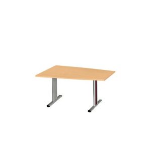 Schäfer Shop Select Besprechungstisch MODENA Basic, Tonne, T-Fuß, B 1400 x T 1000 x H 717 mm, Buche/weißaluminium RAL 9006