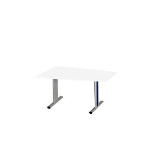 Schäfer Shop Select Besprechungstisch MODENA Basic, Tonne, T-Fuß, B 1400 x T 1000 x H 717 mm, weiß/weißaluminium RAL 9006