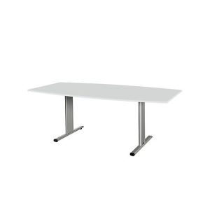 Schäfer Shop Select Besprechungstisch Planova Basic, Boot, T-Fuß, B 2000 x T 1000 x H 717 mm, lichtgrau/weißaluminium RAL 9006
