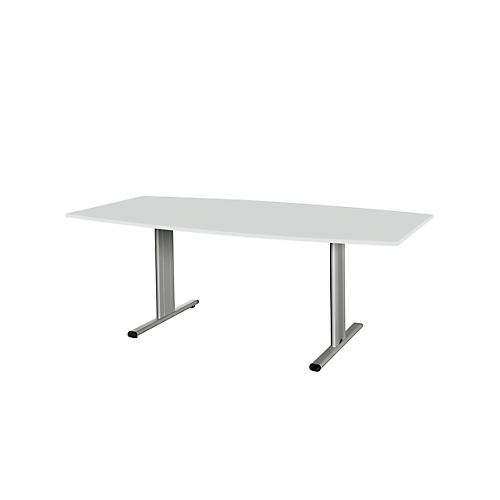 Schäfer Shop Select Besprechungstisch Planova Basic, Boot, T-Fuß, B 2000 x T 1000 x H 717 mm, lichtgrau/weißaluminium RAL 9006