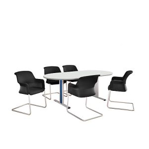Schäfer Shop Select Besprechungstisch Planova Basic, Oval, T-Fuß, B 2000 x T 1000 x H 717 mm, weiß/weißaluminium RAL 9006 Schäfer Shop Select Besprechungstisch Planova Basic, Oval, T-Fuß, B 2000 x T 1000 x H 717 mm, weiß/weißaluminium RAL 9006