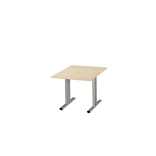 Schäfer Shop Select Besprechungstisch Planova Basic, Quadrat, T-Fuß, B 1000 x T 1000 x H 717 mm, Ahorn/weißaluminium RAL 9006