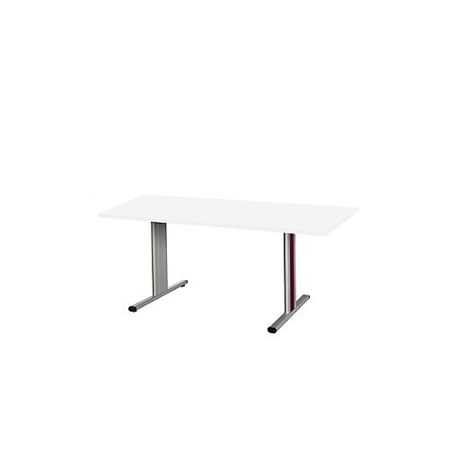 Schäfer Shop Select Besprechungstisch Planova Basic, Rechteck, T-Fuß, B 1600 x T 800 x H 717 mm, weiß/weißaluminium RAL 9006