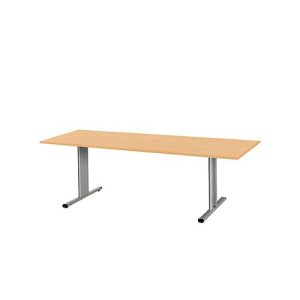 Schäfer Shop Select Besprechungstisch Planova Basic, Rechteck, T-Fuß, B 2000 x T 800 x H 717 mm, Buche/weißaluminium RAL 9006