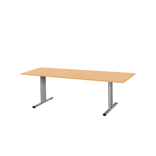 Schäfer Shop Select Besprechungstisch Planova Basic, Rechteck, T-Fuß, B 2000 x T 800 x H 717 mm, Buche/weißaluminium RAL 9006