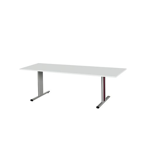 Schäfer Shop Select Besprechungstisch Planova Basic, Rechteck, T-Fuß, B 2000 x T 800 x H 717 mm, lichtgrau/weißaluminium RAL 9006