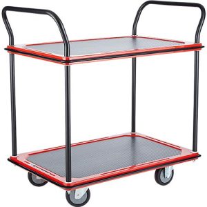 Schäfer Shop Select Etagenwagen 120L, 2 Etagen, Stahl pulverbeschichtet, PUR-Räder, B 485 x T 710/775 x H 1000 mm, bis 220 kg, schwarz/rot Schäfer Shop Select Etagenwagen 120L, 2 Etagen, Stahl pulverbeschichtet, PUR-Räder, B 485 x T 710/775 x H 1000 mm, bis 220 kg, schwarz/rot