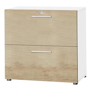 Schäfer Shop Select Hängeregistraturschrank SET UP, 2 HR-Schübe, abschließbar, B 800 x T 420 x H 788 mm, weiß/Wildeiche