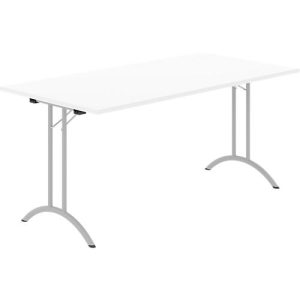 Schäfer Shop Select Klapptisch, Rechteck, Doppel-T-Fußgestell, Spezial-Klappbeschlag & Bodenausgleich, B 1600 x T 800 x H 720 mm, weiß/alusilber Schäfer Shop Select Klapptisch, Rechteck, Doppel-T-Fußgestell, Spezial-Klappbeschlag & Bodenausgleich, B 1600 x T 800 x H 720 mm, weiß/alusilber