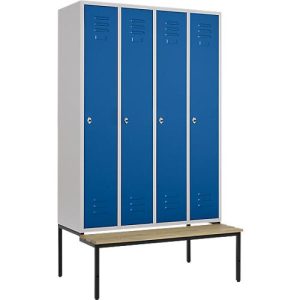 Schäfer Shop Select Kleiderspind, 4 Abteile mit jeweils B 300 mm, Drehriegelverschluss, mit Sitzbank, Tür enzianblau Schäfer Shop Select Kleiderspind, 4 Abteile mit jeweils B 300 mm, Drehriegelverschluss, mit Sitzbank, Tür enzianblau