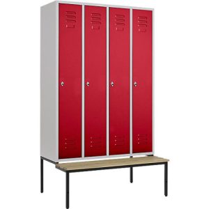 Schäfer Shop Select Kleiderspind, 4 Abteile mit jeweils B 300 mm, Drehriegelverschluss, mit Sitzbank, Tür rubinrot Schäfer Shop Select Kleiderspind, 4 Abteile mit jeweils B 300 mm, Drehriegelverschluss, mit Sitzbank, Tür rubinrot
