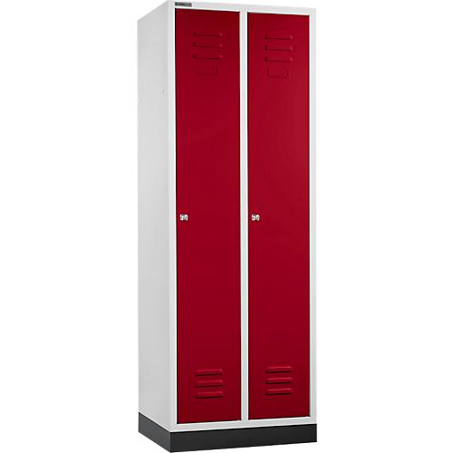 Schäfer Shop Select Kleiderspind, mit 2 Abteilen, mit Sockel, Zylinderschloss, lichtgrau/rot