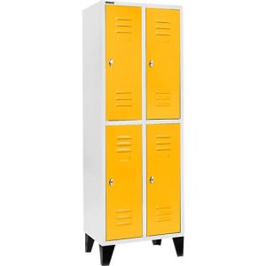 Schäfer Shop Select Kleiderspind, mit 2 x 2 Abteilen, 300 mm, mit Füßen, Drehriegelverschluss, Tür gelb