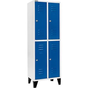Schäfer Shop Select Kleiderspind, mit 2 x 2 Abteilen, 300 mm, mit Füßen, Zylinderschloss, Tür enzianblau