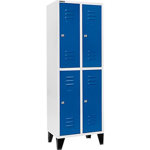 Schäfer Shop Select Kleiderspind, mit 2 x 2 Abteilen, 300 mm, mit Füßen, Zylinderschloss, Tür enzianblau