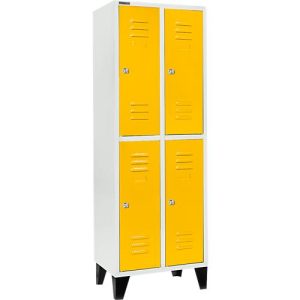 Schäfer Shop Select Kleiderspind, mit 2 x 2 Abteilen, 300 mm, mit Füßen, Zylinderschloss, Tür rapsgelb