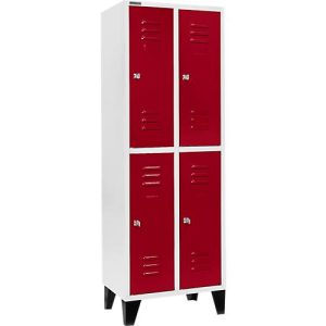 Schäfer Shop Select Kleiderspind, mit 2 x 2 Abteilen, 300 mm, mit Füßen, Zylinderschloss, Tür rubinrot
