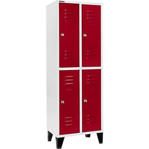 Schäfer Shop Select Kleiderspind, mit 2 x 2 Abteilen, 300 mm, mit Füßen, Zylinderschloss, Tür rubinrot