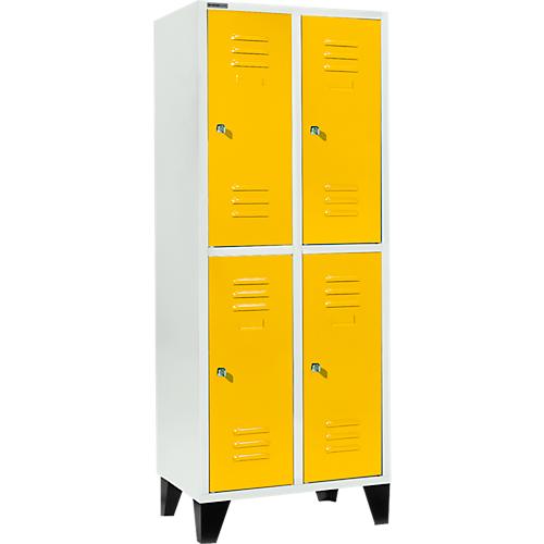 Schäfer Shop Select Kleiderspind mit 2 x 2 Abteilen, 400 mm, mit Füßen, Zylinderschloss, Tür rapsgelb