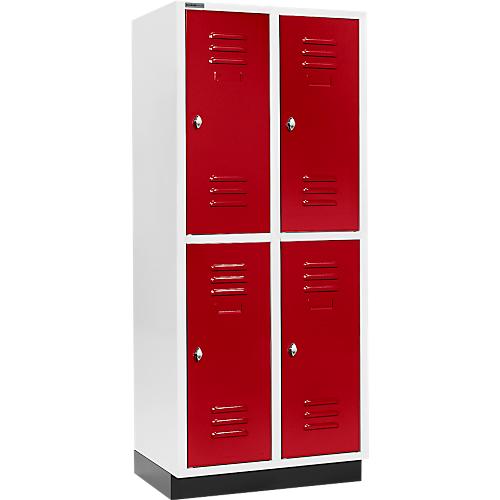 Schäfer Shop Select Kleiderspind, mit 2 x 2 Abteilen, 400 mm, mit Sockel, Drehriegelverschluss, Tür rubinrot