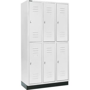 Schäfer Shop Select Kleiderspind, mit 3 x 2 Abteilen, 300 mm, mit Sockel, Drehriegelverschluss, Tür lichtgrau