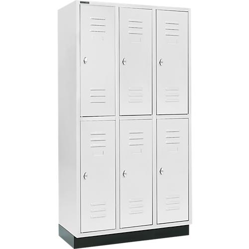 Schäfer Shop Select Kleiderspind, mit 3 x 2 Abteilen, 300 mm, mit Sockel, Drehriegelverschluss, Tür lichtgrau