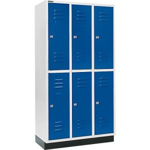 Schäfer Shop Select Kleiderspind, mit 3 x 2 Abteilen, 300 mm, mit Sockel, Zylinderschloss, Tür einzianblau