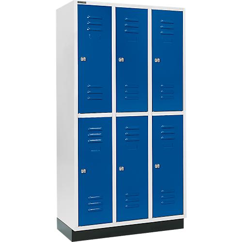 Schäfer Shop Select Kleiderspind, mit 3 x 2 Abteilen, 300 mm, mit Sockel, Zylinderschloss, Tür einzianblau