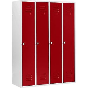 Schäfer Shop Select Kleiderspind mit 4 Abteilen, Drehriegelverschluss, lichtgrau/rot Schäfer Shop Select Kleiderspind mit 4 Abteilen, Drehriegelverschluss, lichtgrau/rot